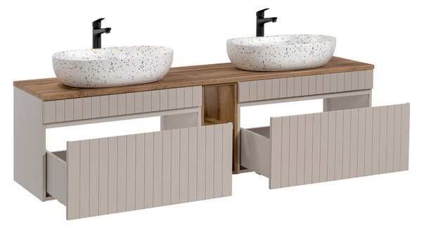 Koupelnová skříňka s umyvadlem a deskou ICONIC Cashmere DU180/1 | 180 cm