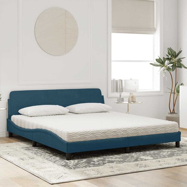 Postel s matrací Dover modrá 180 x 200 cm samet 3208455