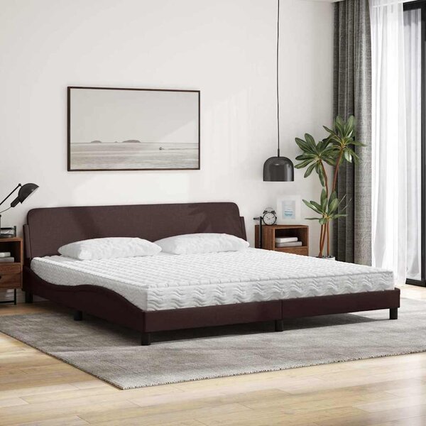 Postel s matrací Dover tmavě hnědá 200 x 200 cm textil 3208467