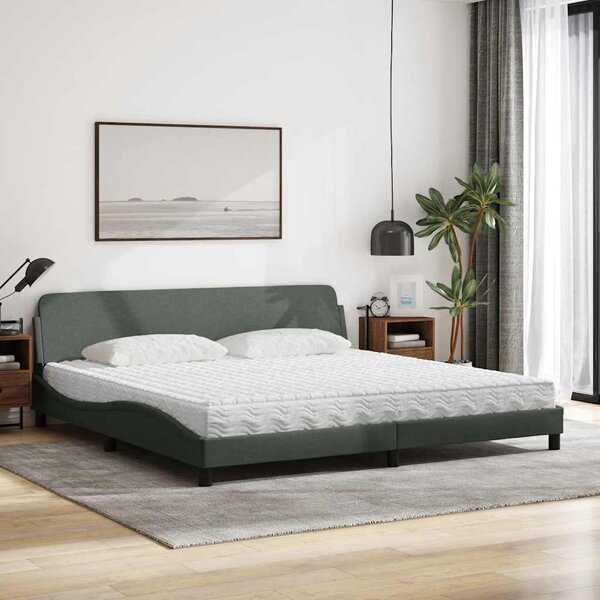 Postel s matrací Dover tmavě šedá 200 x 200 cm textil 3208465