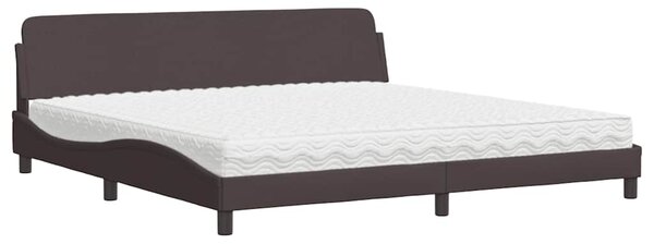 Postel s matrací Dover tmavě hnědá 200 x 200 cm textil 3208467