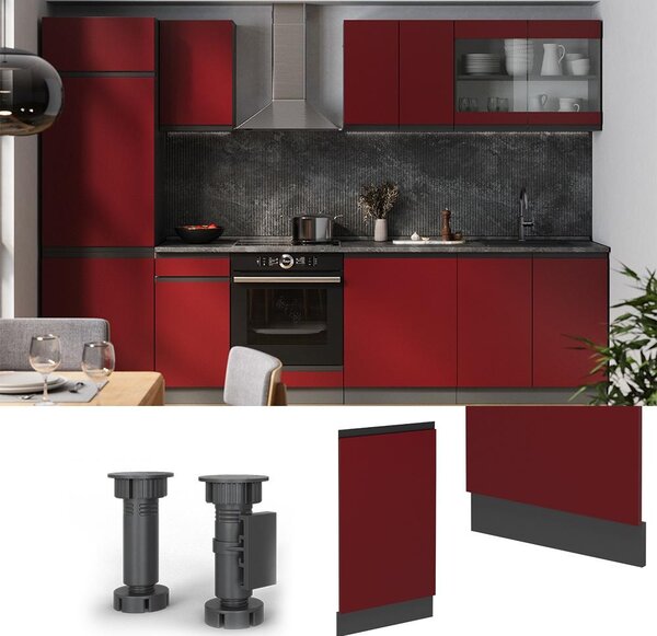 Čelní panel myčky Vicco R-Line Červená 45 cm bez pracovní desky, Model 54615