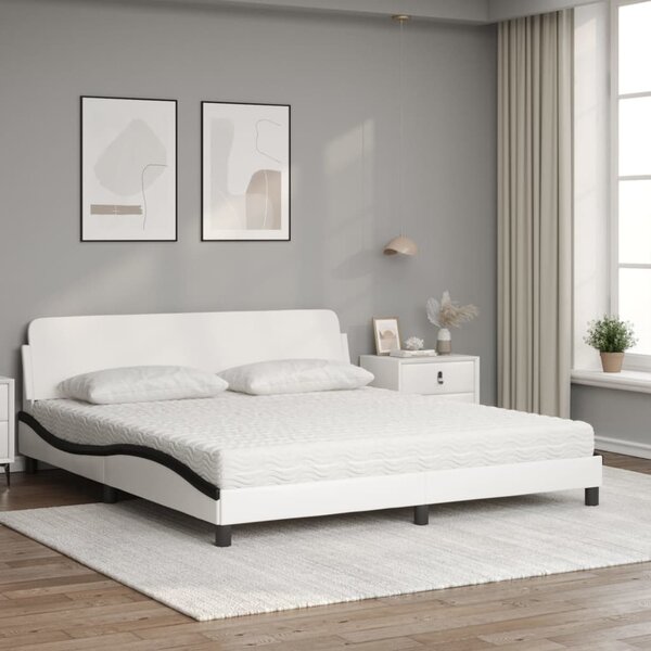 Postel s matrací Dover bílá a černá 180 x 200 cm umělá kůže 3208463