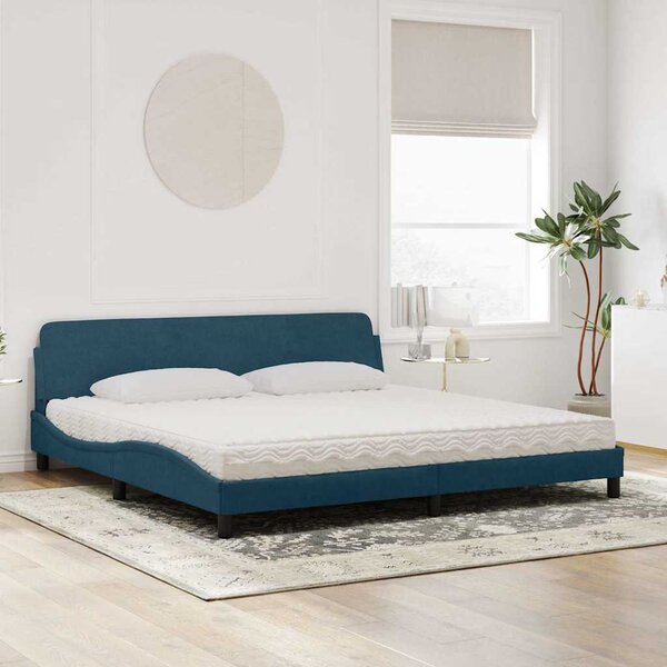 Postel s matrací Dover modrá 200 x 200 cm samet 3208475
