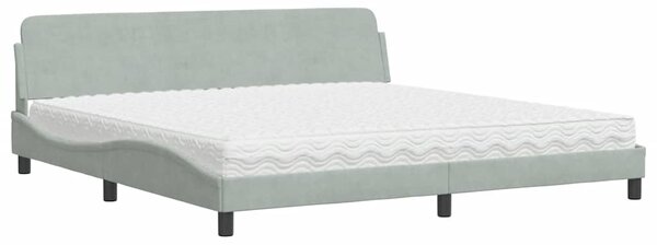 Postel s matrací Dover světle šedá 200 x 200 cm samet 3208471