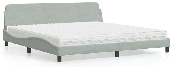 Postel s matrací Dover světle šedá 200 x 200 cm samet 3208471