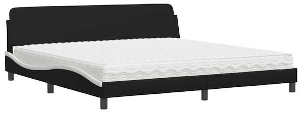Postel s matrací Dover černá a bílá 200 x 200 cm umělá kůže 3208482