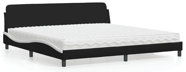 Postel s matrací Dover černá a bílá 200 x 200 cm umělá kůže 3208482