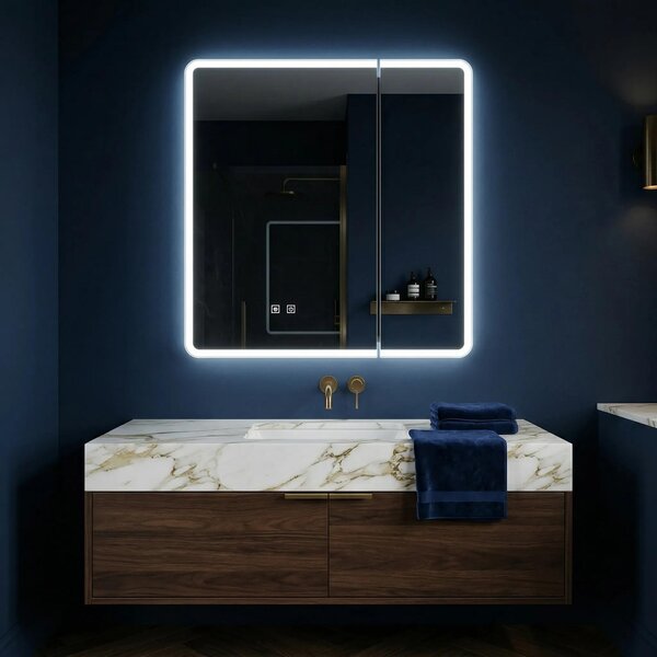 Skříňka Se Zrcadlem REA M1011-60 60X70 Led White
