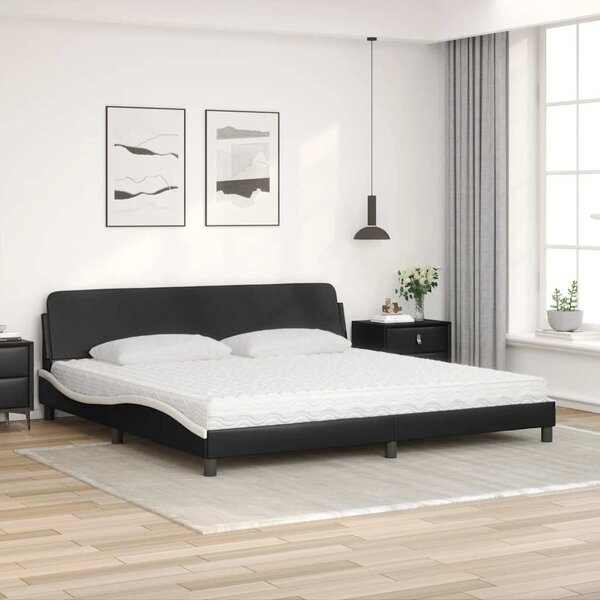 Postel s matrací Dover černá a bílá 200 x 200 cm umělá kůže 3208482