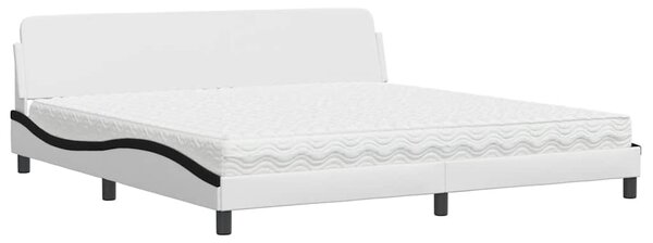 Postel s matrací Dover bílá a černá 200 x 200 cm umělá kůže 3208483