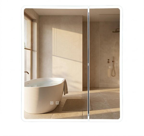 Skříňka Se Zrcadlem REA M1011-60 60X70 Led White