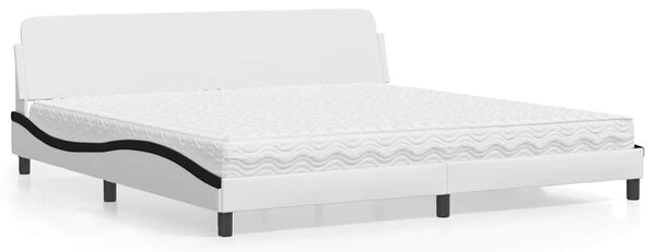 Postel s matrací Dover bílá a černá 200 x 200 cm umělá kůže 3208483