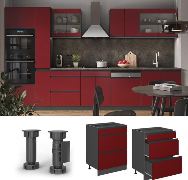 Spodní skříňka kuchyňské linky Vicco R-Line Červená 60 cm PD Mramor, Model 46138