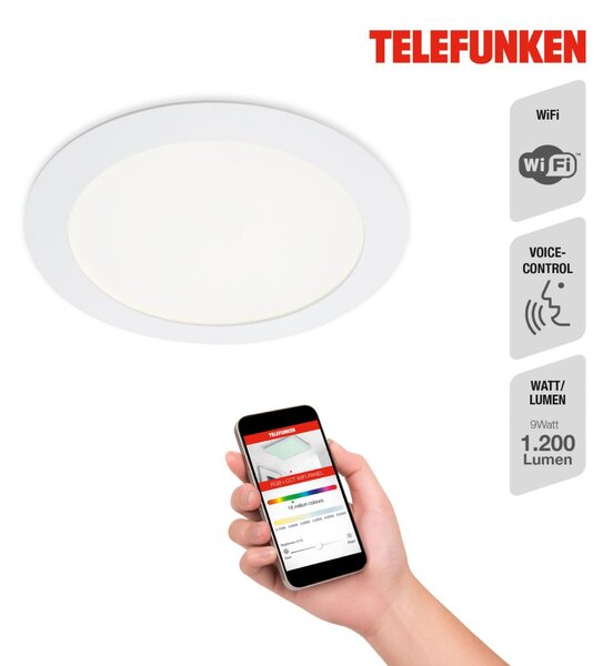 BRILONER TELEFUNKEN LED Smart vestavné svítidlo pr. 17 cm 12W 1200lm bílé 309406TF