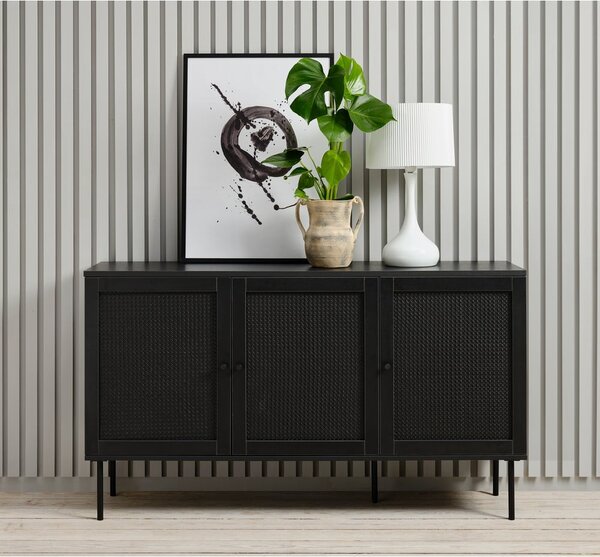 Černá nízká komoda v dekoru dubu 140x80 cm Pensacola – Unique Furniture
