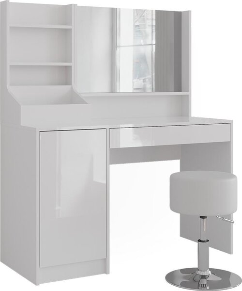 Toaletní stolek Vicco Sherry Bílá/bílý vysoký lesk 119.8 cm 4 díly, Model 57620