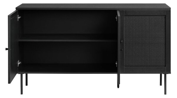 Černá nízká komoda v dekoru dubu 140x80 cm Pensacola – Unique Furniture