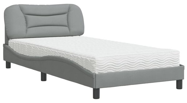 Postel s matrací Hvar světle šedá 100 x 200 cm textil 3208513