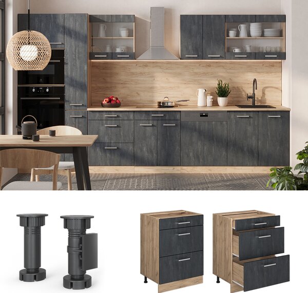 Spodní skříňka kuchyňské linky Vicco R-Line Černý beton 60 cm PD Mramor, Model 47551