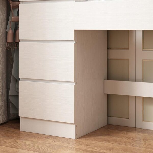 Toaletka se zrcadly a zásuvkami, bílá, na líčení, moderní loft