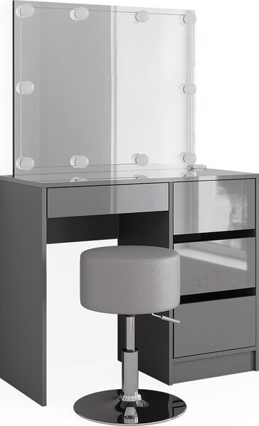 Toaletní stolek Vicco Sherry Šedá 90 cm s osvětlením LED a stoličkou, Model 41285