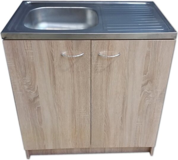 Stamar | Kuchyňská linka, dub Sonoma, spodní skříňky, 80 cm - s dřezem a sifonem