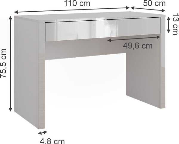 Toaletní stolek Vicco Annabelle Bílá vysoký lesk/bílá 110 cm se 2 zásuvkami, Model 54804