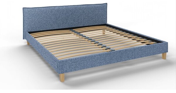 Modrá čalouněná dvoulůžková postel s roštem 200x200 cm Tina – Ropez