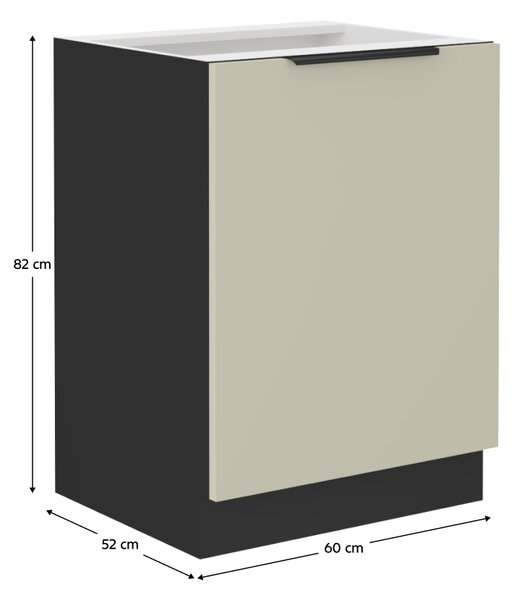 Kondela Dolní kuchyňská skříňka Araka 60 D 1F BB - kašmír/černá