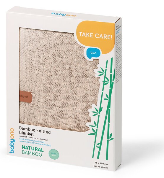 Bambusová pletená deka pro miminka 75x100 Babyono 1673/02 světle béžová