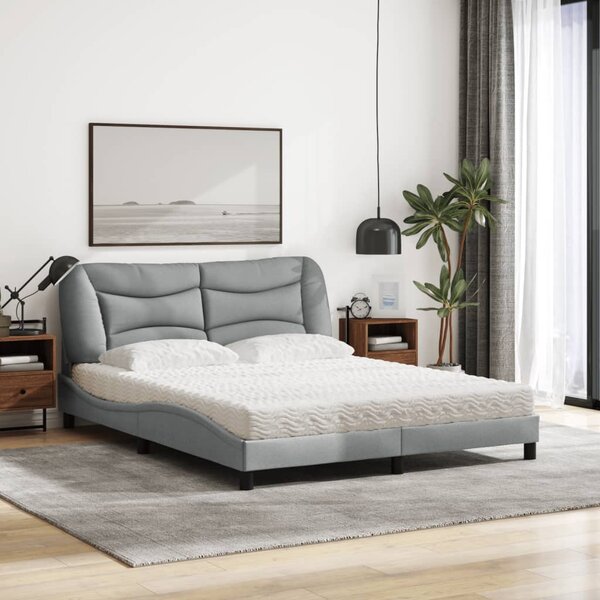 Postel s matrací Hvar světle šedá 160 x 200 cm textil 3208541