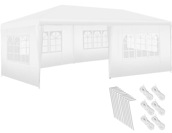 Tectake Pavilon Novara s 5 bočními částmi, vodotěsný, 6x3m - bílá