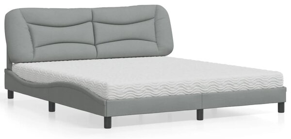 Postel s matrací Hvar světle šedá 180 x 200 cm textil 3208548