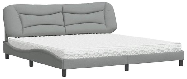 Postel s matrací Hvar světle šedá 200 x 200 cm textil 3208555