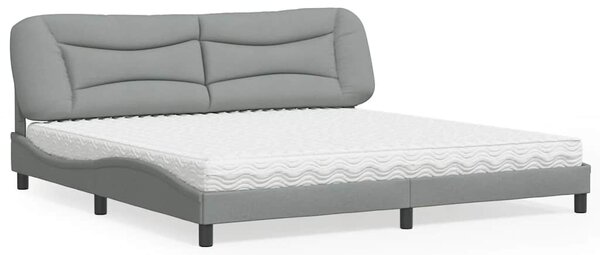 Postel s matrací Hvar světle šedá 200 x 200 cm textil 3208555