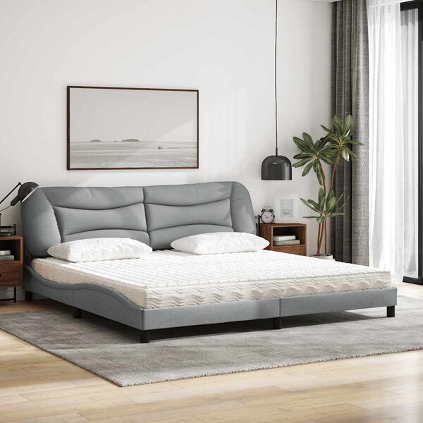 Postel s matrací Hvar světle šedá 200 x 200 cm textil 3208555