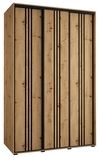 Šatní skříň s posuvnými dveřmi DAVOS 6, 160cm | DUB Artisan / černé pojezdy