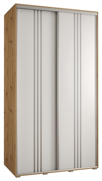 Šatní skříň s posuvnými dveřmi DAVOS 6, 140cm | DUB Artisan / bílá / stříbrné