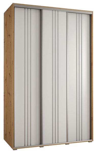 Šatní skříň s posuvnými dveřmi DAVOS 6, 160cm | DUB Artisan / bílá / stříbrné