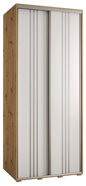 Šatní skříň s posuvnými dveřmi DAVOS 6, 100cm | DUB Artisan / bílá / stříbrné