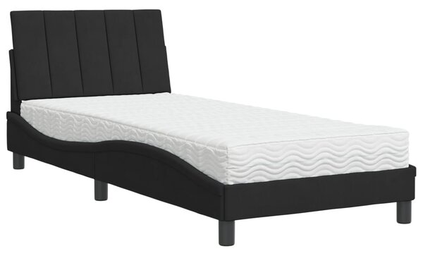 Postel s matrací Hanko černá 80 x 200 cm samet 3208564