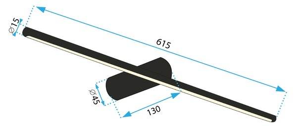 Toolight Toolight, LED nástěnné svítidlo 60cm 9W 4000K APP1342-W, černá, OSW-02432