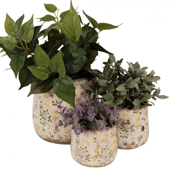 Keramický obal na květináč s lučními kvítky Brigitta S – 14x12 cm