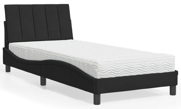Postel s matrací Hanko černá 80 x 200 cm samet 3208564