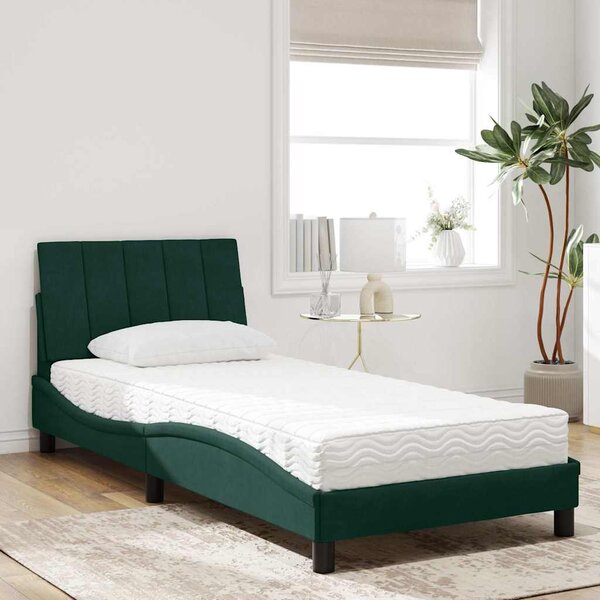Postel s matrací Hanko tmavě zelená 80 x 200 cm samet 3208565
