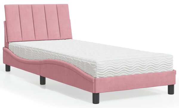 Postel s matrací Hanko růžová 80 x 200 cm samet 3208567