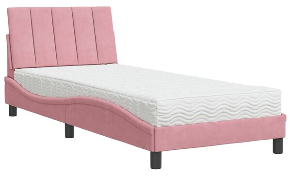 Postel s matrací Hanko růžová 80 x 200 cm samet 3208567