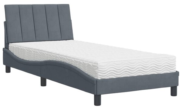 Postel s matrací Hanko tmavě šedá 90 x 200 cm samet 3208575