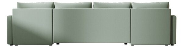Rozkládací sedací souprava do U VENORIA 285x146 cm, světle zelená + 2 polštářky ZDARMA